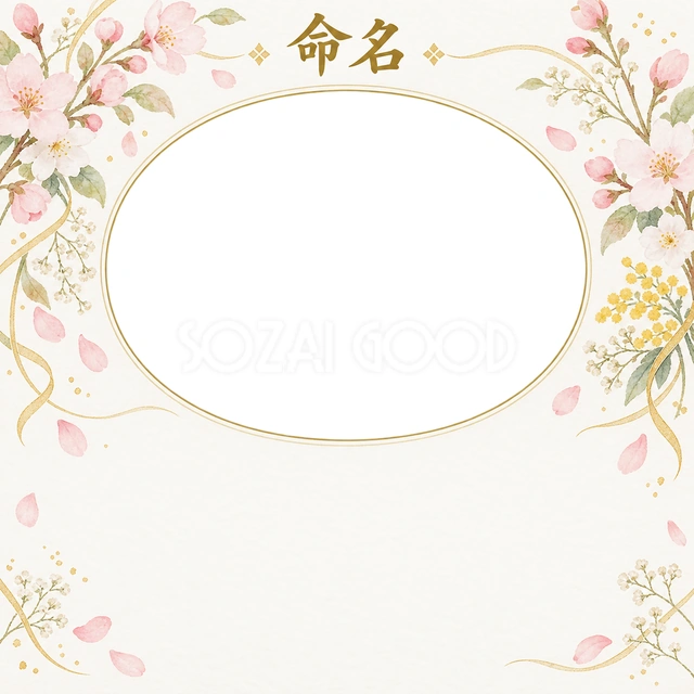 写真入り命名書に使える無料イラスト素材です