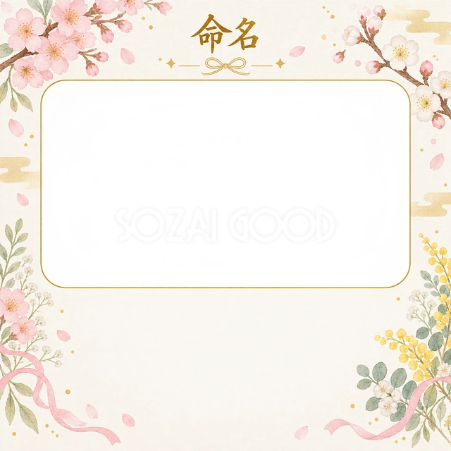 写真入り命名書に使える無料イラスト素材です