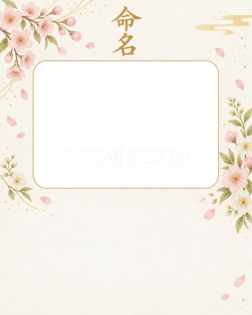 写真入り命名書に使える無料イラスト素材です