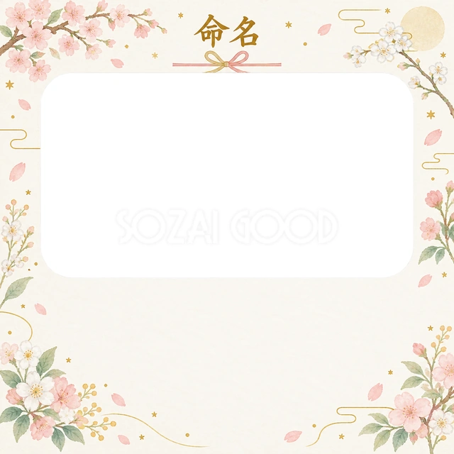 写真入り命名書に使える無料イラスト素材です