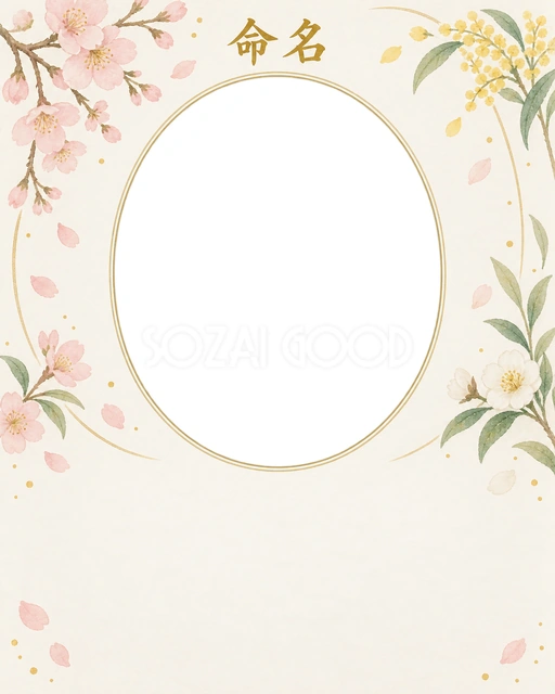 写真入り命名書に使える無料イラスト素材です