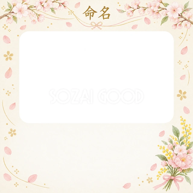 写真入り命名書に使える無料イラスト素材です