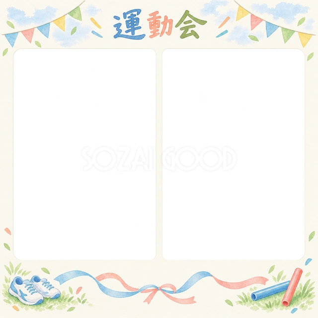 かけっこの思い出を飾れる無料イラスト素材です