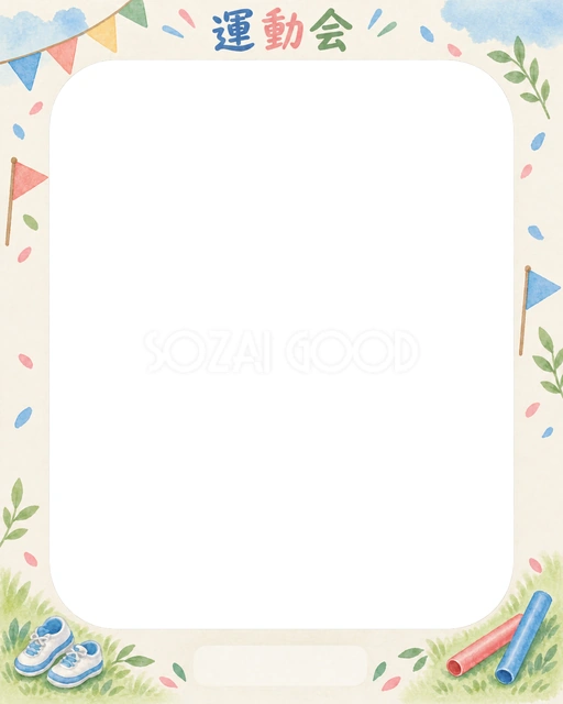 かけっこの思い出を飾れる無料イラスト素材です