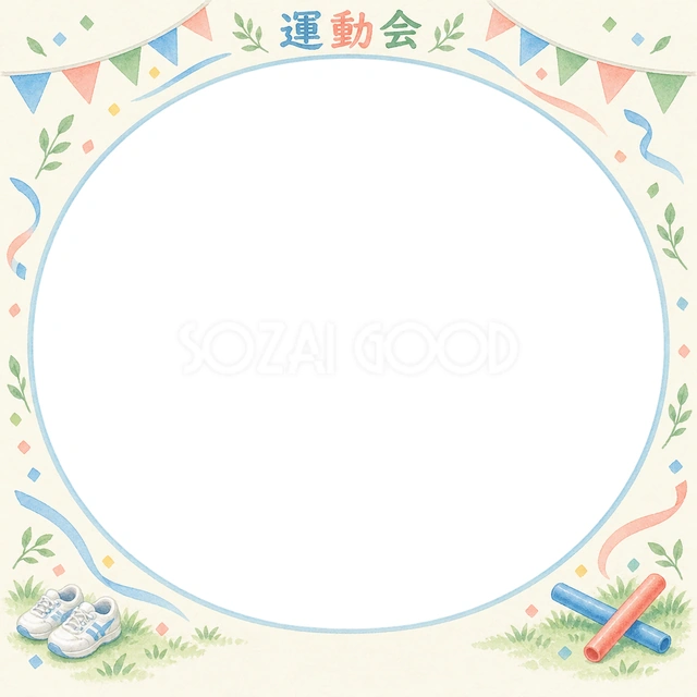 かけっこの思い出を飾れる無料イラスト素材です