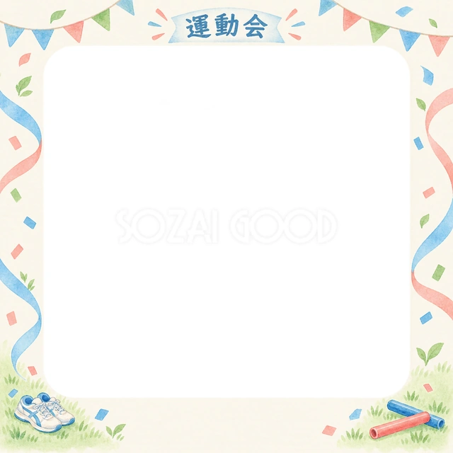 かけっこの思い出を飾れる無料イラスト素材です
