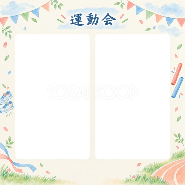 かけっこの思い出を飾れる無料イラスト素材です