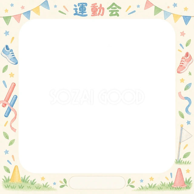 かけっこの思い出を飾れる無料イラスト素材です