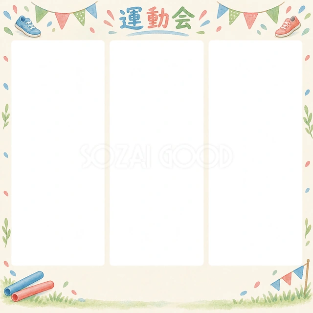 かけっこの思い出を飾れる無料イラスト素材です