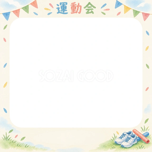 かけっこの思い出を飾れる無料イラスト素材です