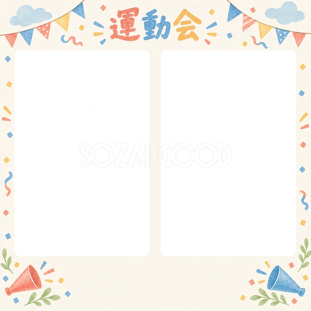 応援の思い出を飾れる無料イラスト素材です