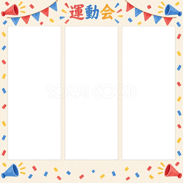 応援の思い出を飾れる無料イラスト素材です