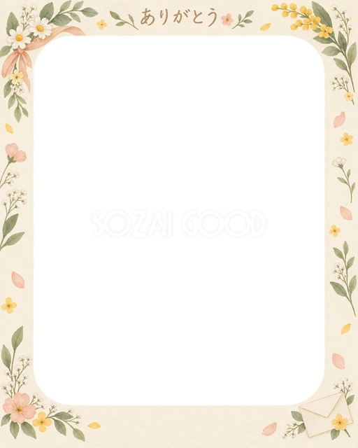 ありがとうの思い出を飾れる無料イラスト素材です