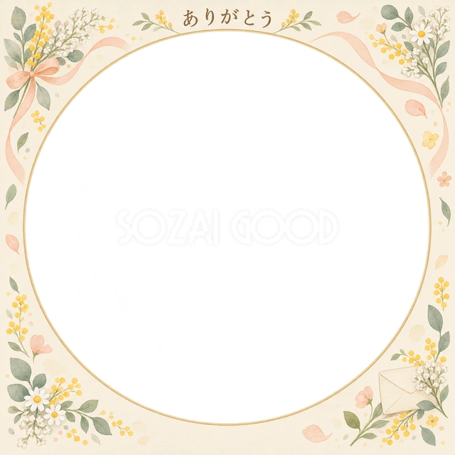 ありがとうの思い出を飾れる無料イラスト素材です