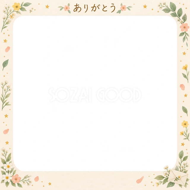 ありがとうの思い出を飾れる無料イラスト素材です