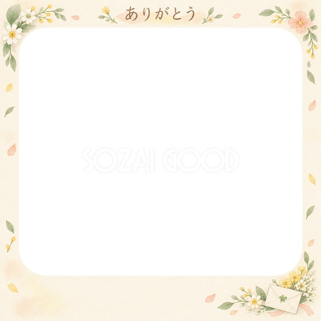 ありがとうの思い出を飾れる無料イラスト素材です