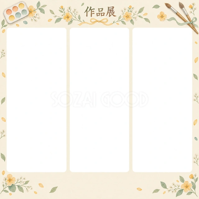 作品展の思い出を飾れる無料イラスト素材です