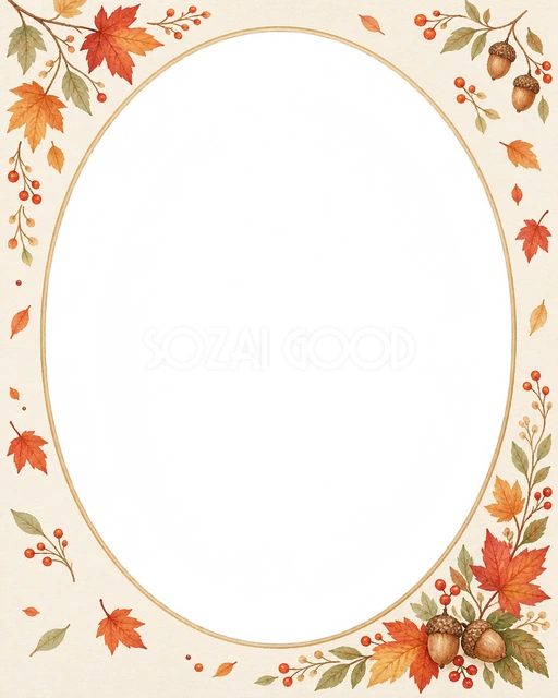 赤や橙のもみじと木の実が、秋のお散歩や紅葉狩りの写真を温かく引き立てます