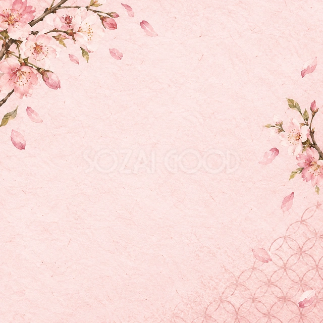 淡桜色の和紙に、桜と控えめな七宝模様を添えています
