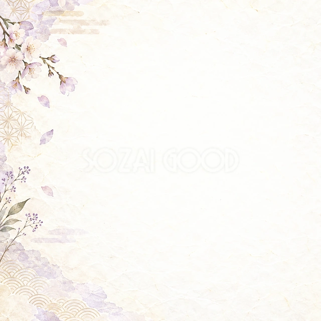 淡色和紙とやさしい和柄の風合いを、正方形の背景にまとめました