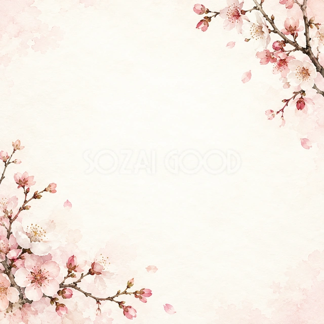 梅と桜の和紙の風合いを、正方形の背景にまとめました