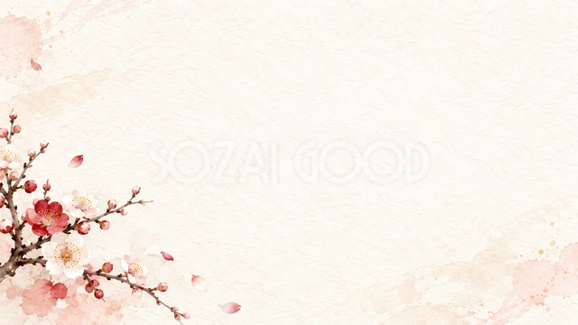 梅と桜の和紙の風合いを、横長の背景にまとめました