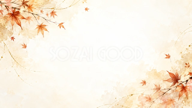 紅葉と秋色の和紙の風合いを、横長の背景にまとめました