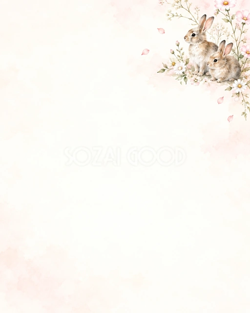 うさぎと草花の絵本の風合いを、縦長の背景にまとめました