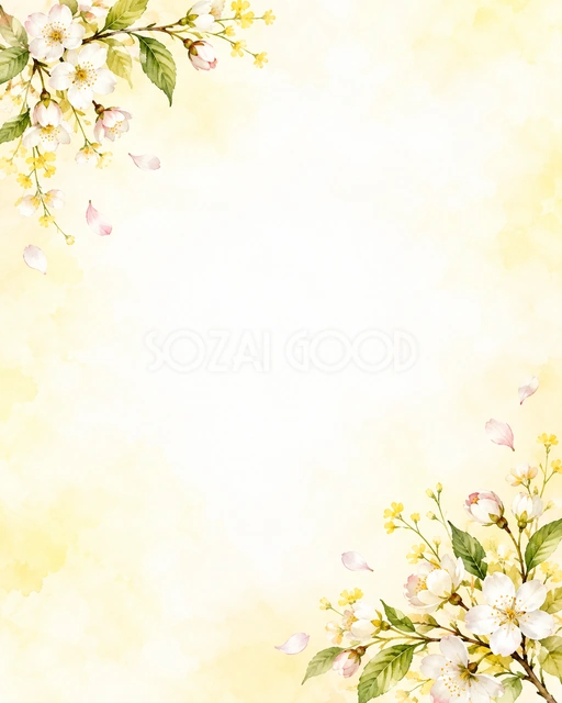 桜と新緑の春の風合いを、縦長の背景にまとめました