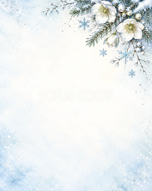 雪と冬の草花の風合いを、縦長の背景にまとめました