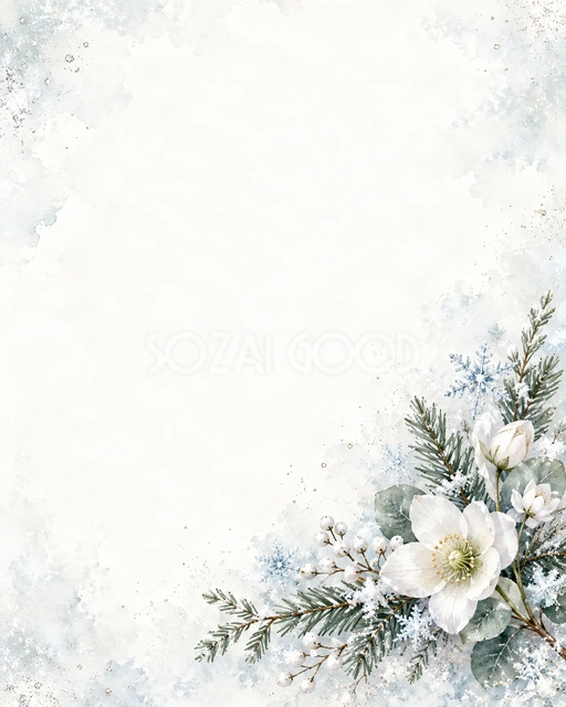 雪と冬の草花の風合いを、縦長の背景にまとめました