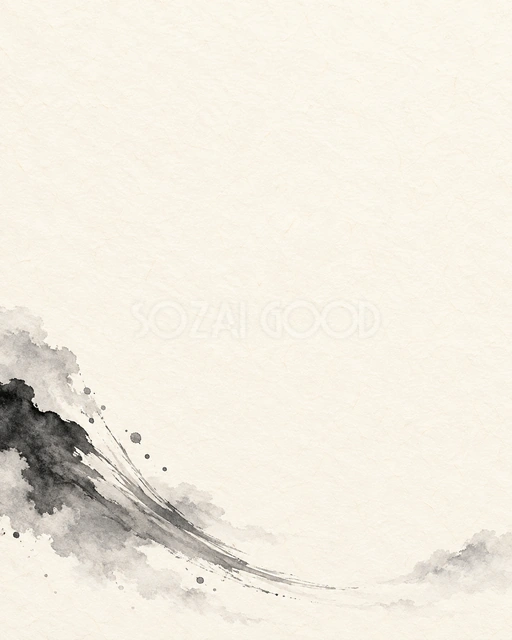 墨のにじみ・縦長の下飾りの背景