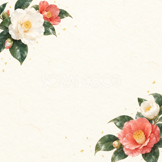 椿の花・対角の背景
