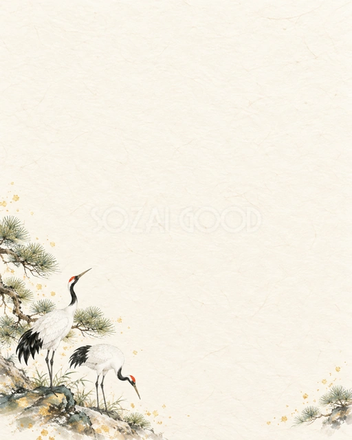 鶴と松・縦長の下飾りの背景