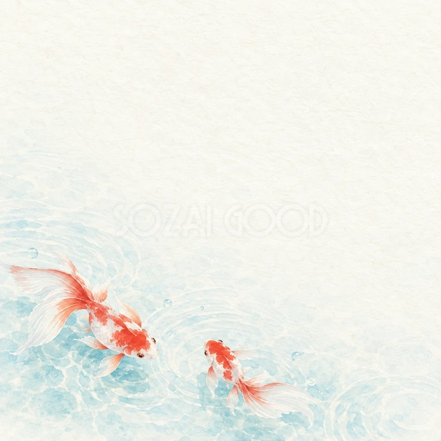 金魚と水紋・下辺の背景