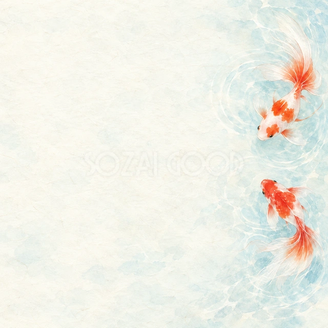 金魚と水紋・右辺の背景