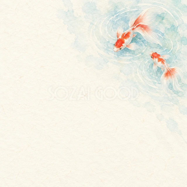 金魚と水紋・右上の背景