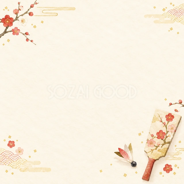 羽子板と羽根・小さな彩りの背景