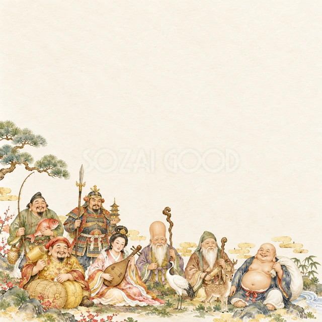 七福神・右下の飾りの背景