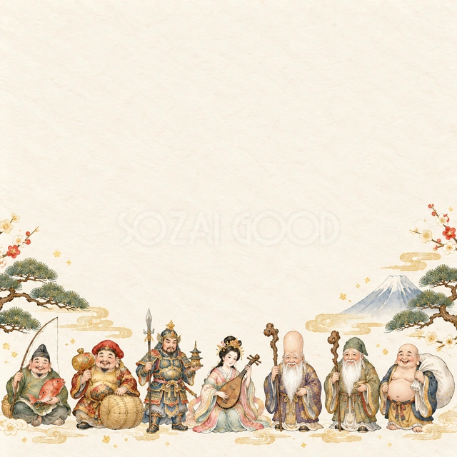 七福神・下辺の彩りの背景