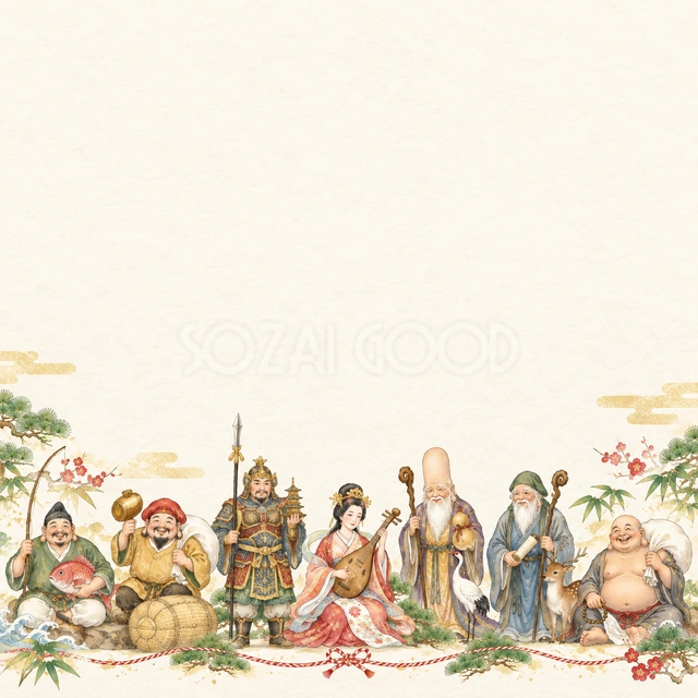 七福神・左下の小さな飾りの背景