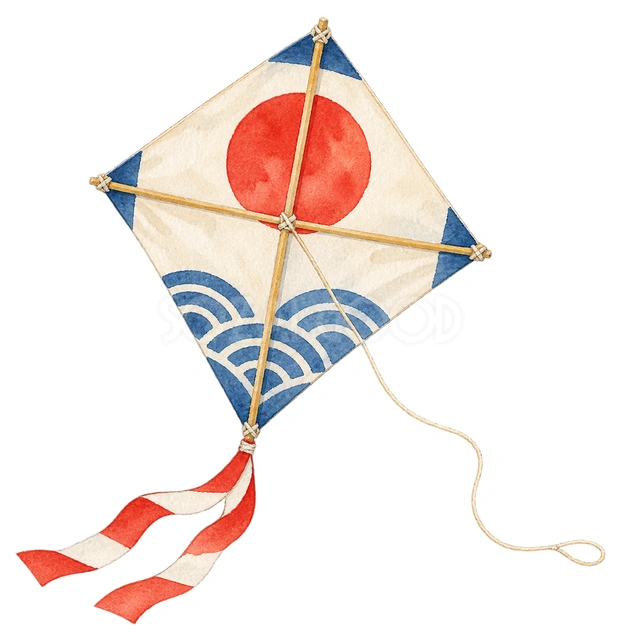 凧の水彩イラスト
