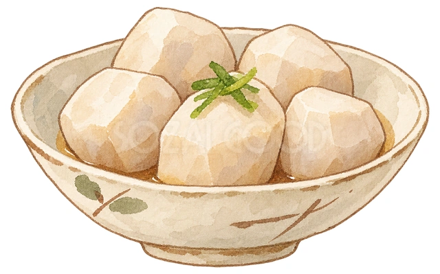 里芋の煮物の水彩イラスト