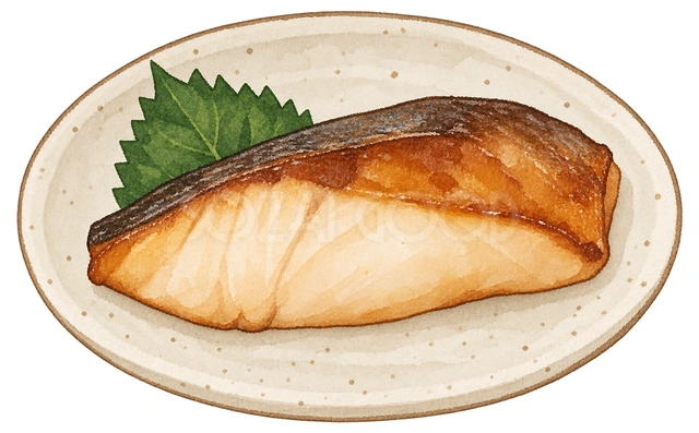ぶりの照り焼きの水彩イラスト