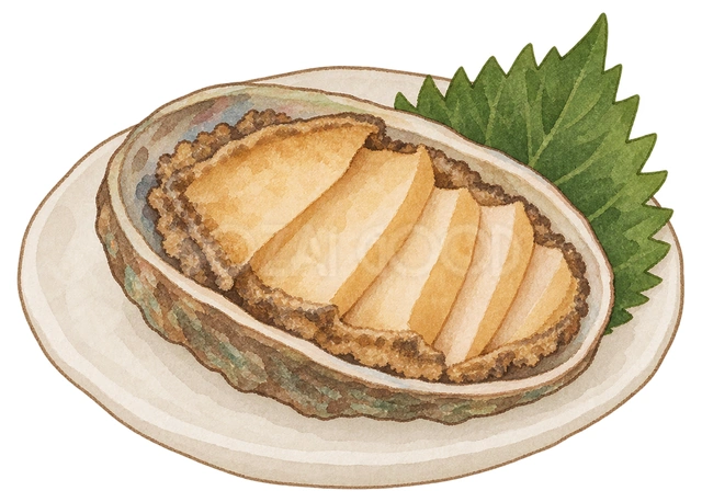 あわびの煮物の水彩イラスト
