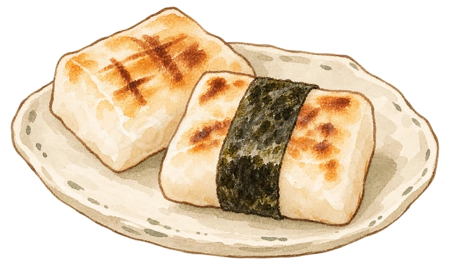 焼き餅の水彩イラスト