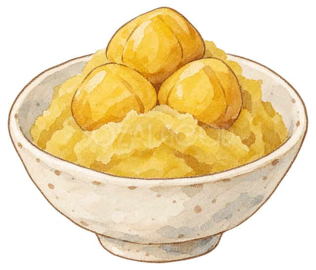 栗きんとんの水彩イラスト