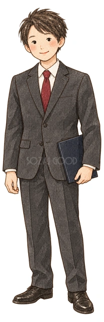 スーツ姿の男性の水彩イラスト