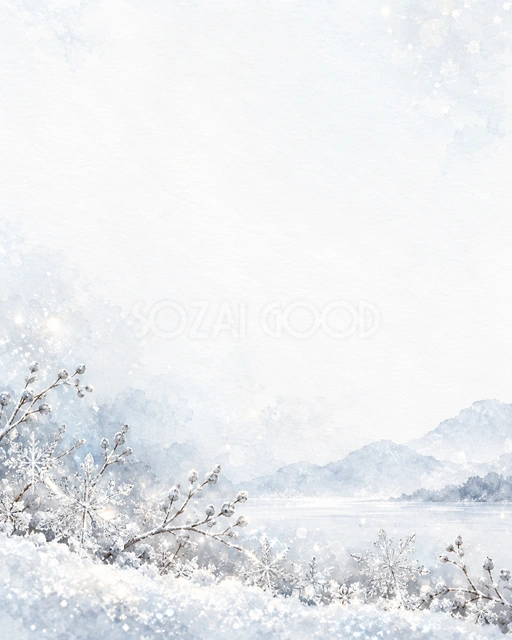 雪の結晶と白銀・縦長の背景