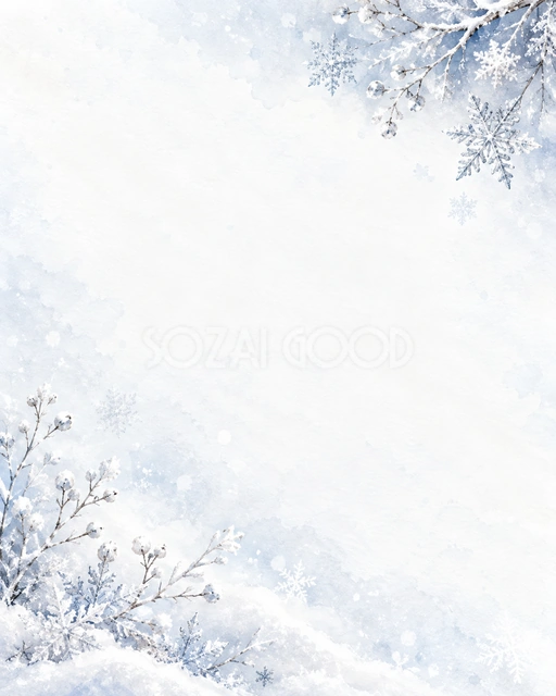 雪の結晶と白銀・縦長の背景